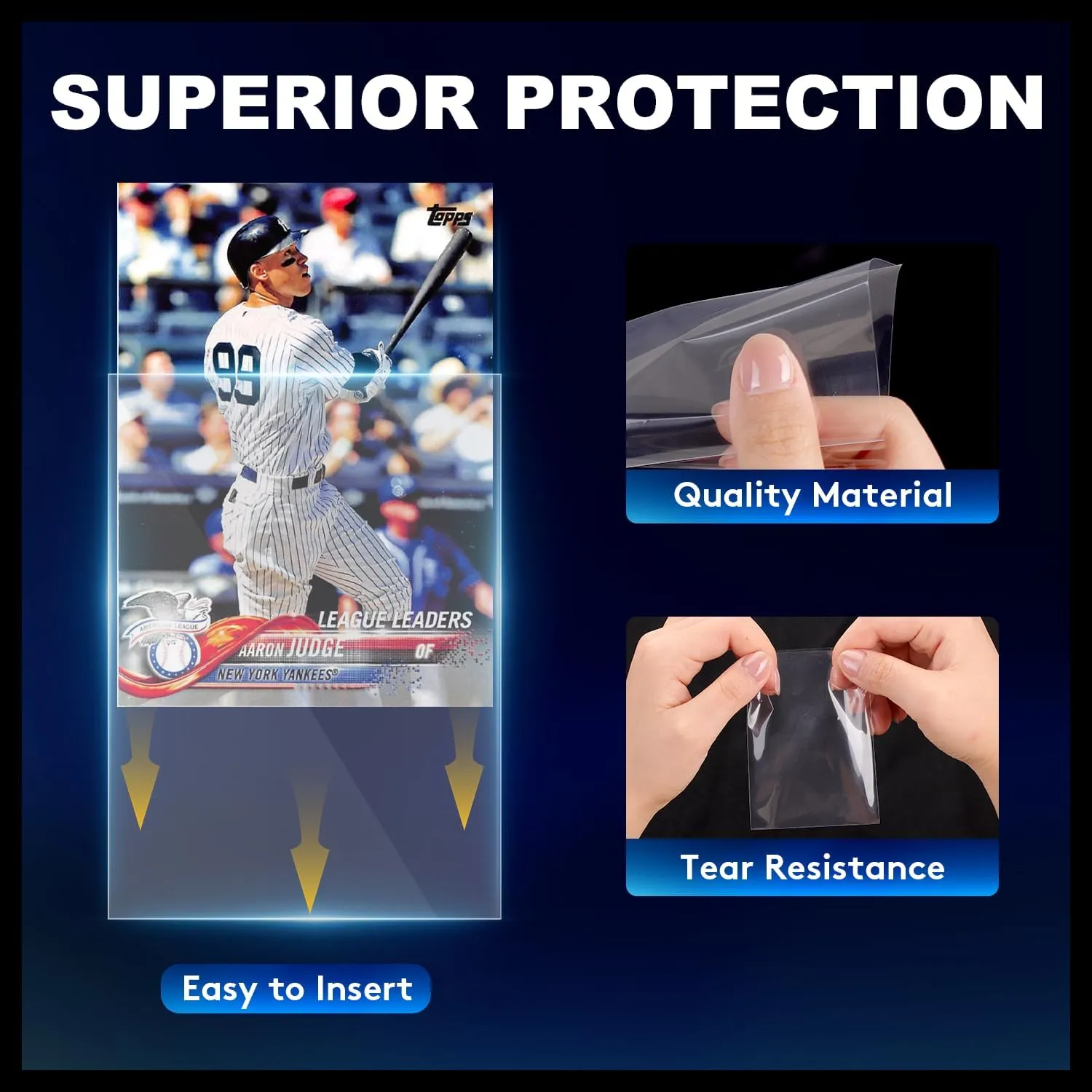 1000ct Card Sleeves, Baseball Card Sleeves, Penny Clear Card Sleeve for Trading Cards, Soft Sports Card Sleeve, Card Protector Sleeve, Protective Plastic Sleeves
