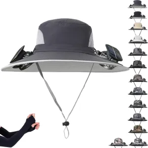 Colitt Fishing Hat, 2025 New Ultralight Solar Fan Sun Hat Powered, Bucket Wide Panel Brim Sombrero Hats Men in Outdoor