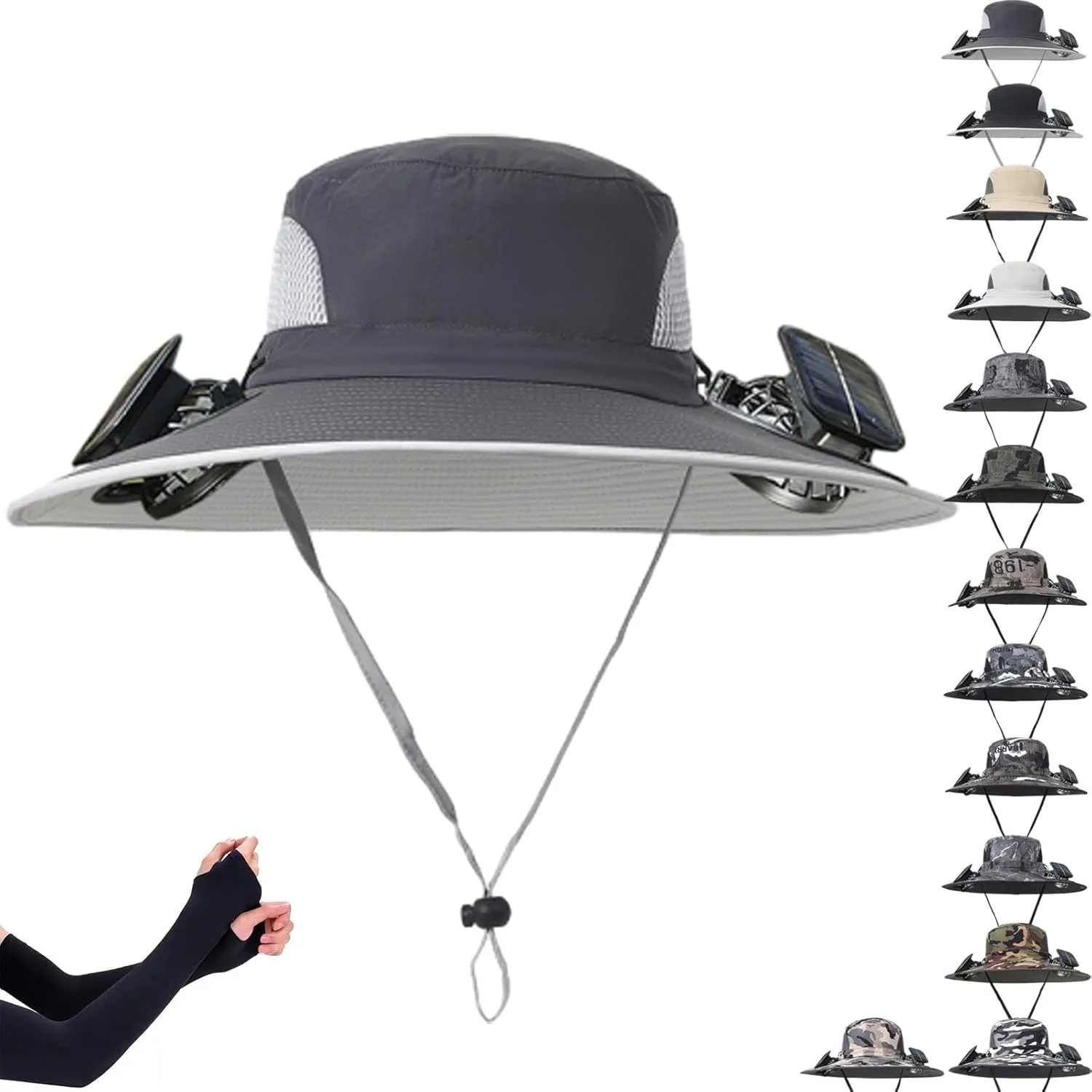 Colitt Fishing Hat, 2025 New Ultralight Solar Fan Sun Hat Powered, Bucket Wide Panel Brim Sombrero Hats Men in Outdoor