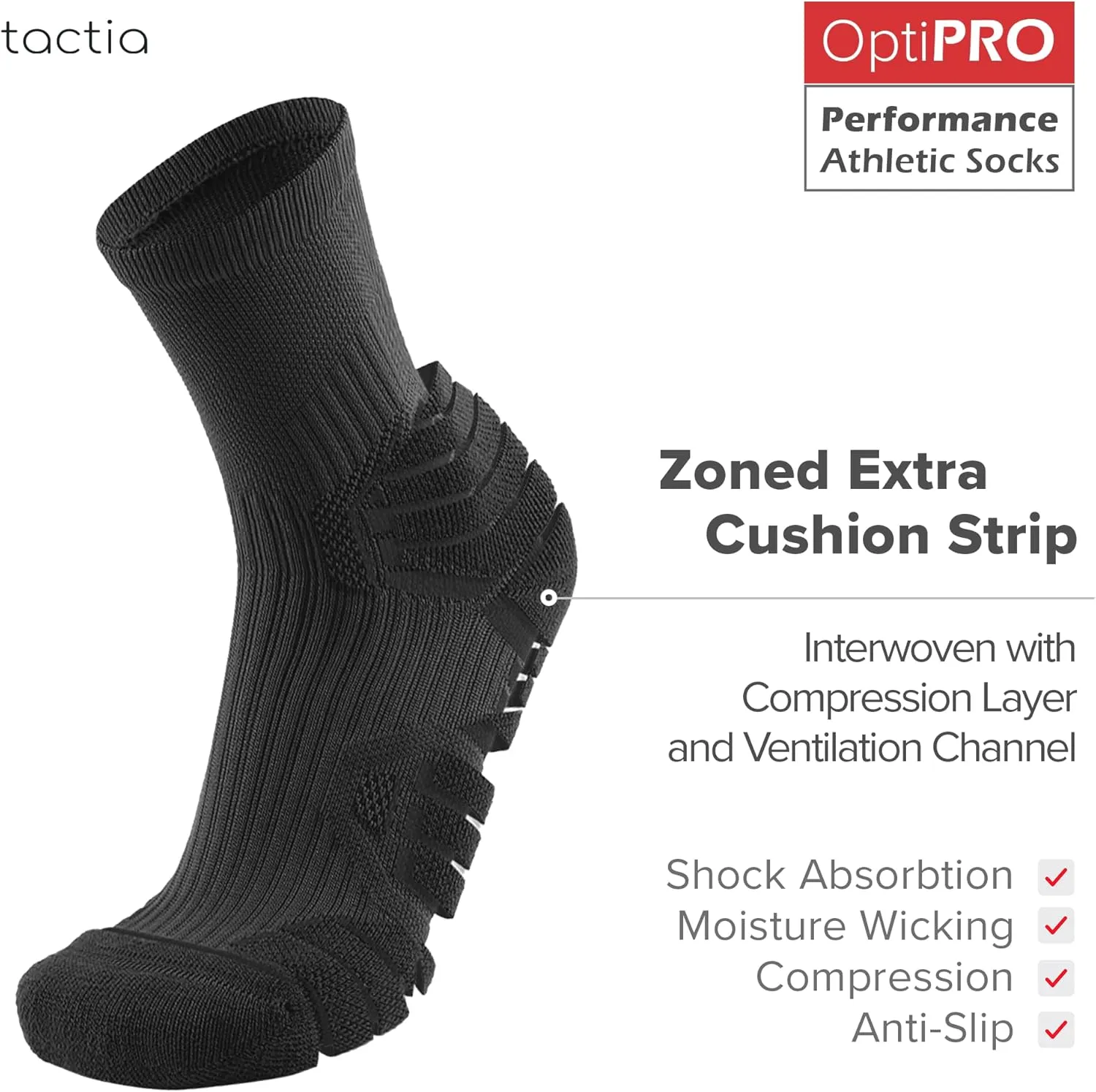 Compression Running Socks Men  Cushion Padded Anti-Blister, Moisture Wicking Cooling, Athletic Socks Crew, 3 Pairs