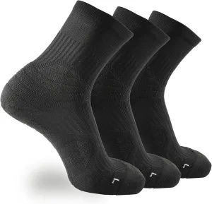 Compression Running Socks Men  Cushion Padded Anti-Blister, Moisture Wicking Cooling, Athletic Socks Crew, 3 Pairs