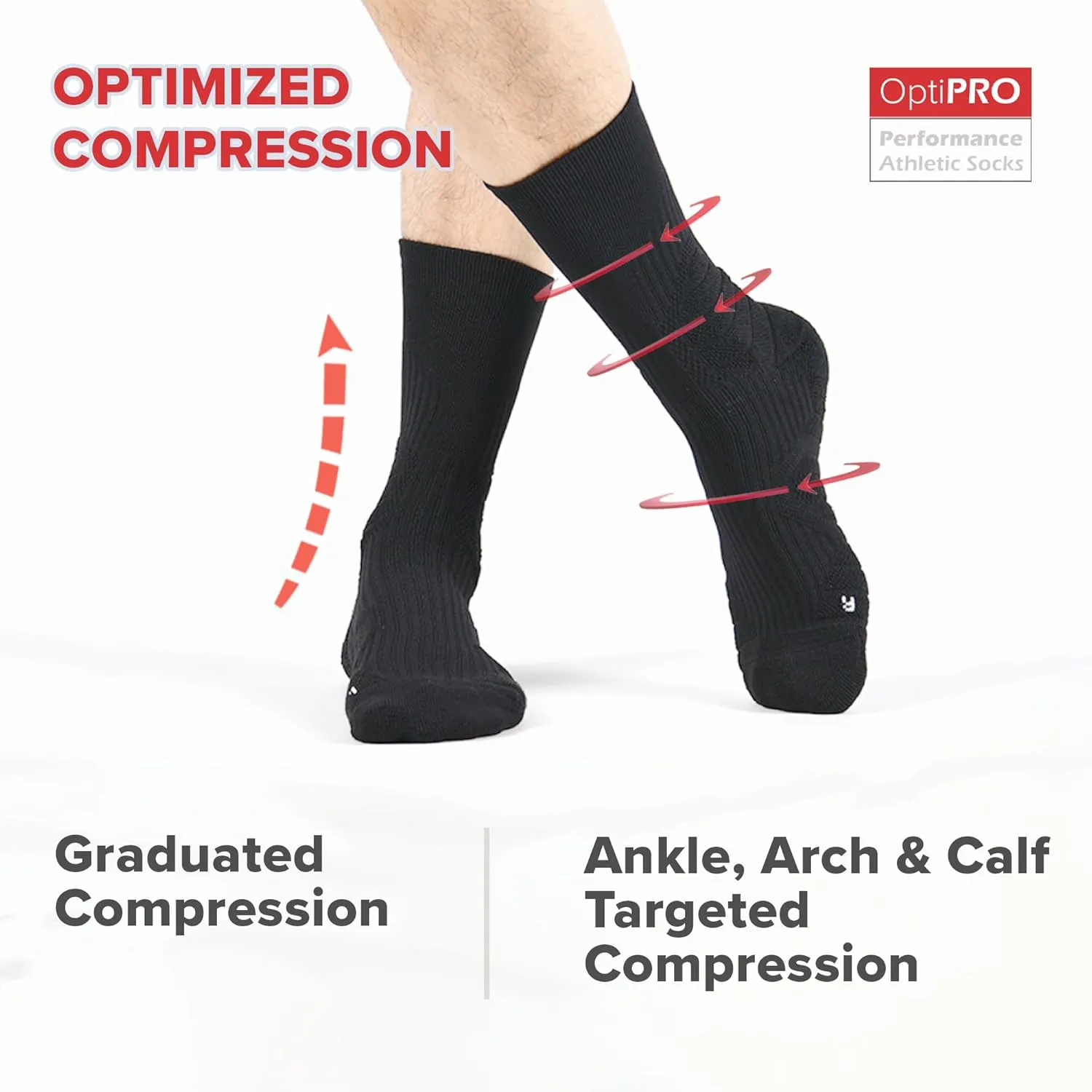 Compression Running Socks Men  Cushion Padded Anti-Blister, Moisture Wicking Cooling, Athletic Socks Crew, 3 Pairs