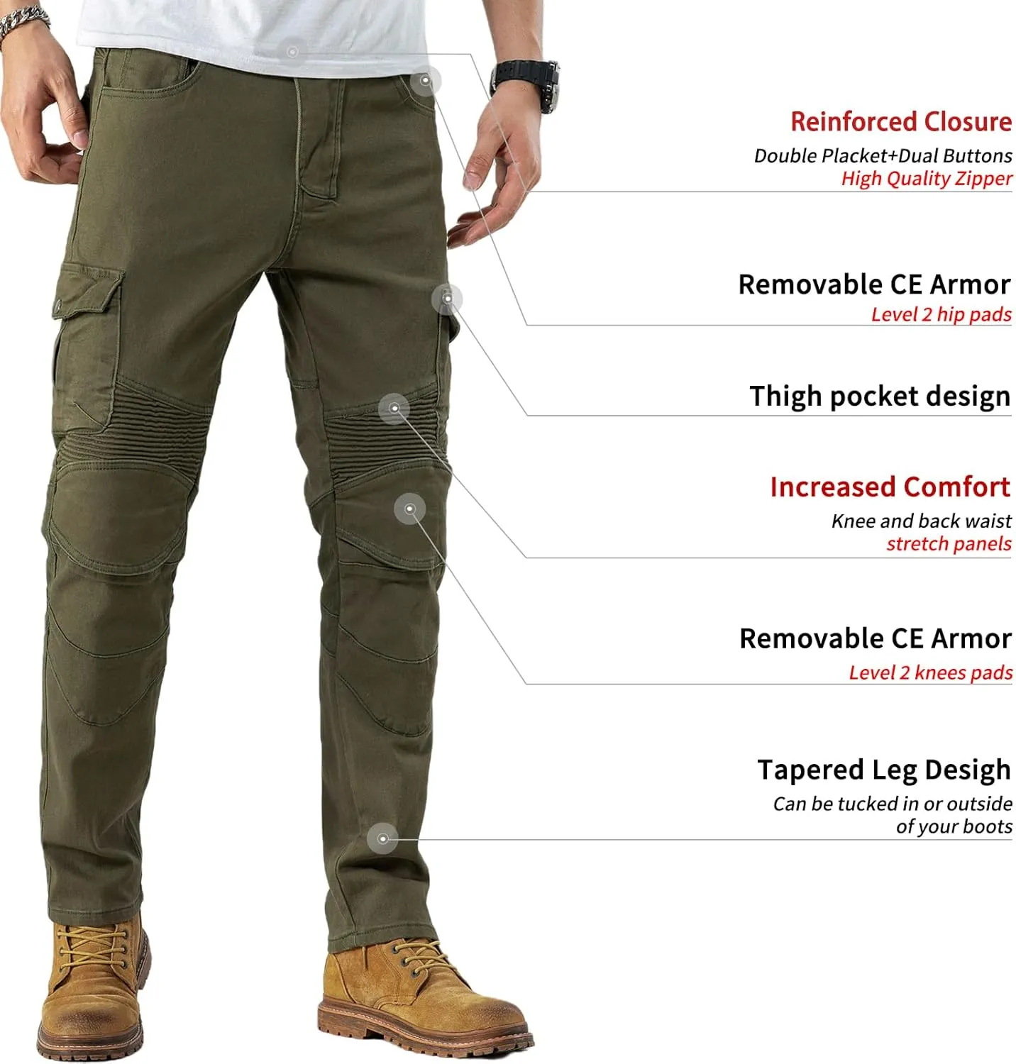 CTBQiTom Motorcycle Pants for Men Motocross Riding Pants Motorbike Riding Denim Jeans Adventure Trousers with CE Armor