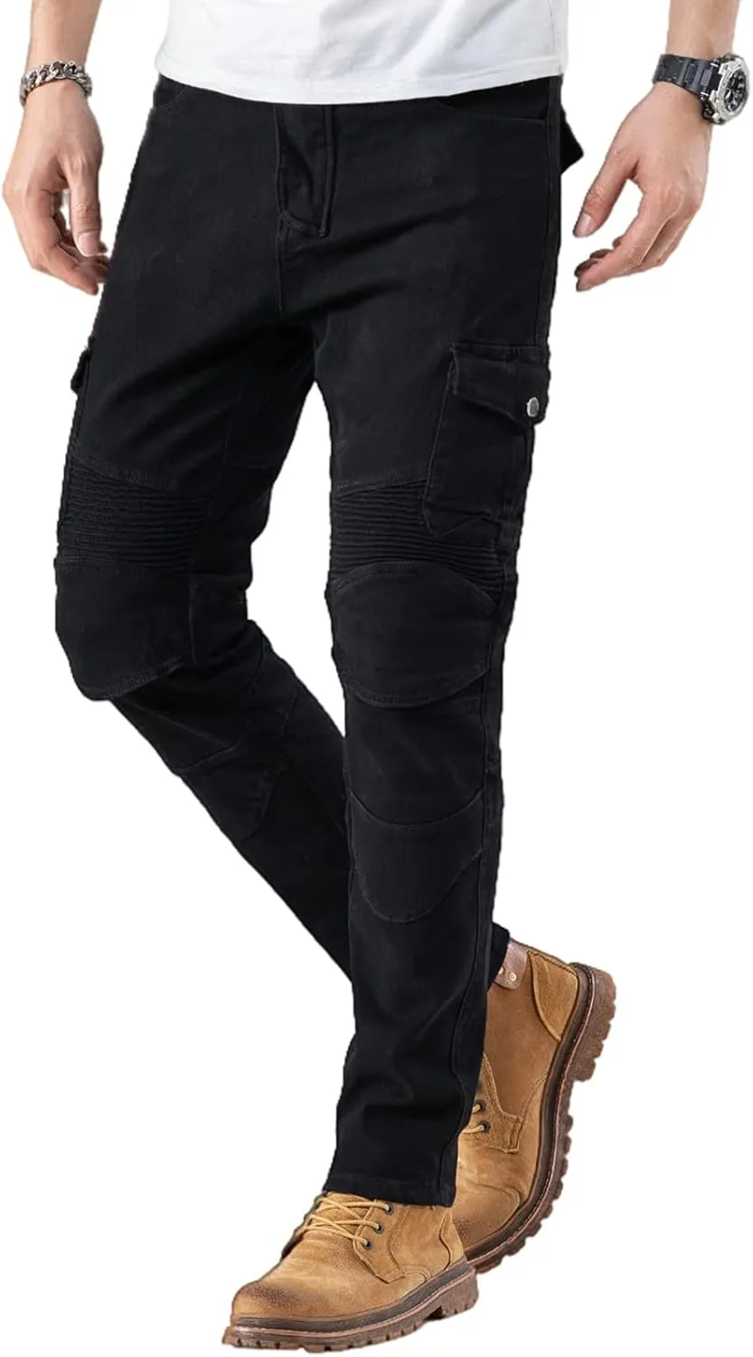 CTBQiTom Motorcycle Pants for Men Motocross Riding Pants Motorbike Riding Denim Jeans Adventure Trousers with CE Armor