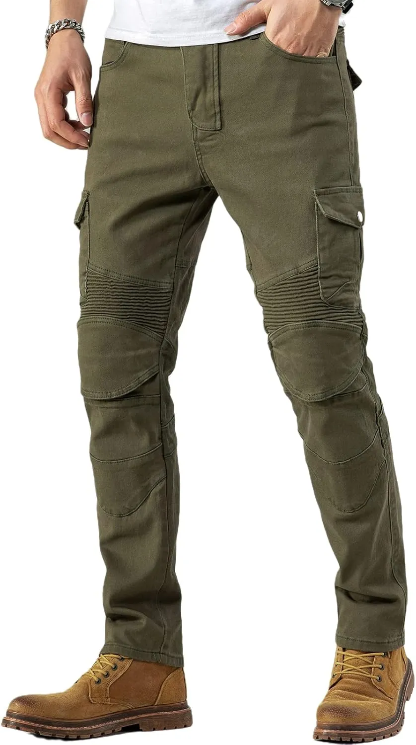 CTBQiTom Motorcycle Pants for Men Motocross Riding Pants Motorbike Riding Denim Jeans Adventure Trousers with CE Armor