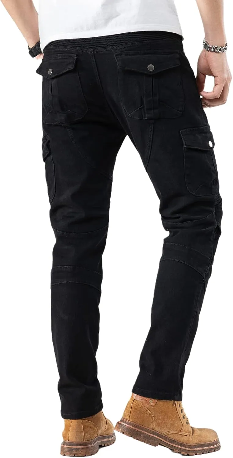 CTBQiTom Motorcycle Pants for Men Motocross Riding Pants Motorbike Riding Denim Jeans Adventure Trousers with CE Armor