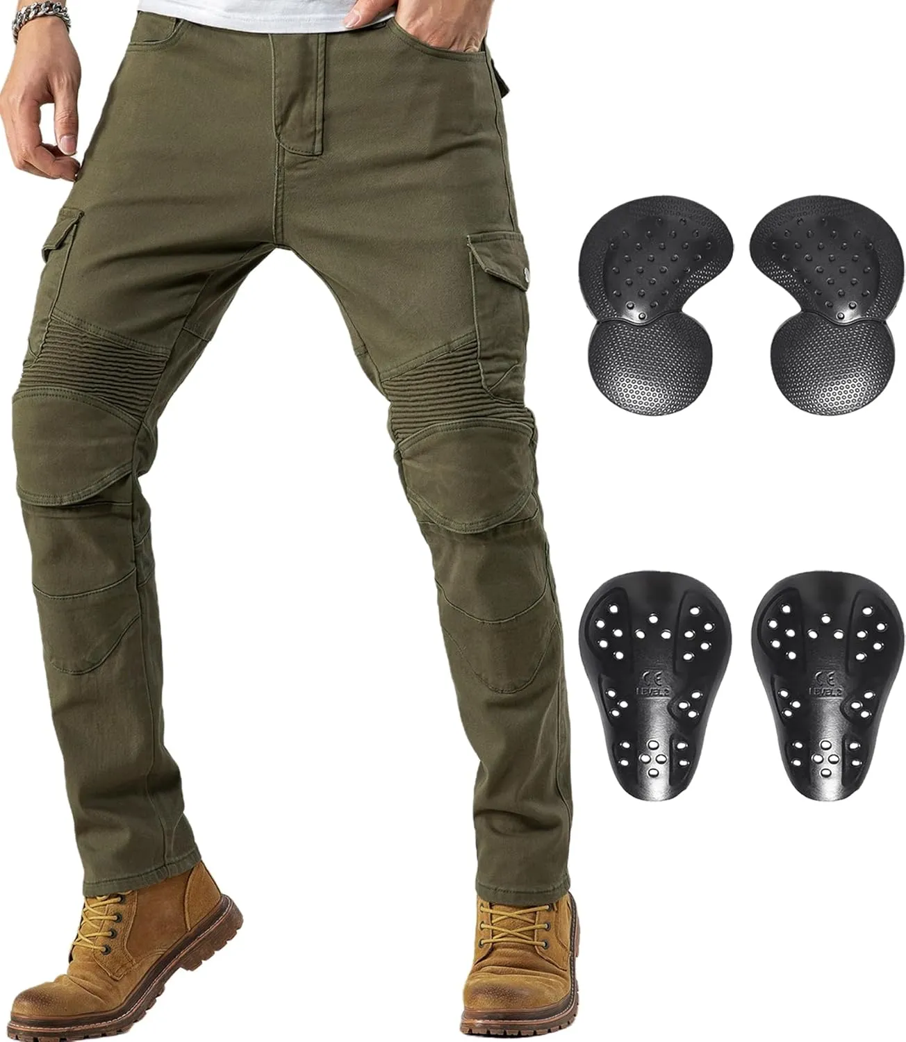 CTBQiTom Motorcycle Pants for Men Motocross Riding Pants Motorbike Riding Denim Jeans Adventure Trousers with CE Armor