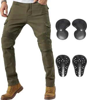CTBQiTom Motorcycle Pants for Men Motocross Riding Pants Motorbike Riding Denim Jeans Adventure Trousers with CE Armor