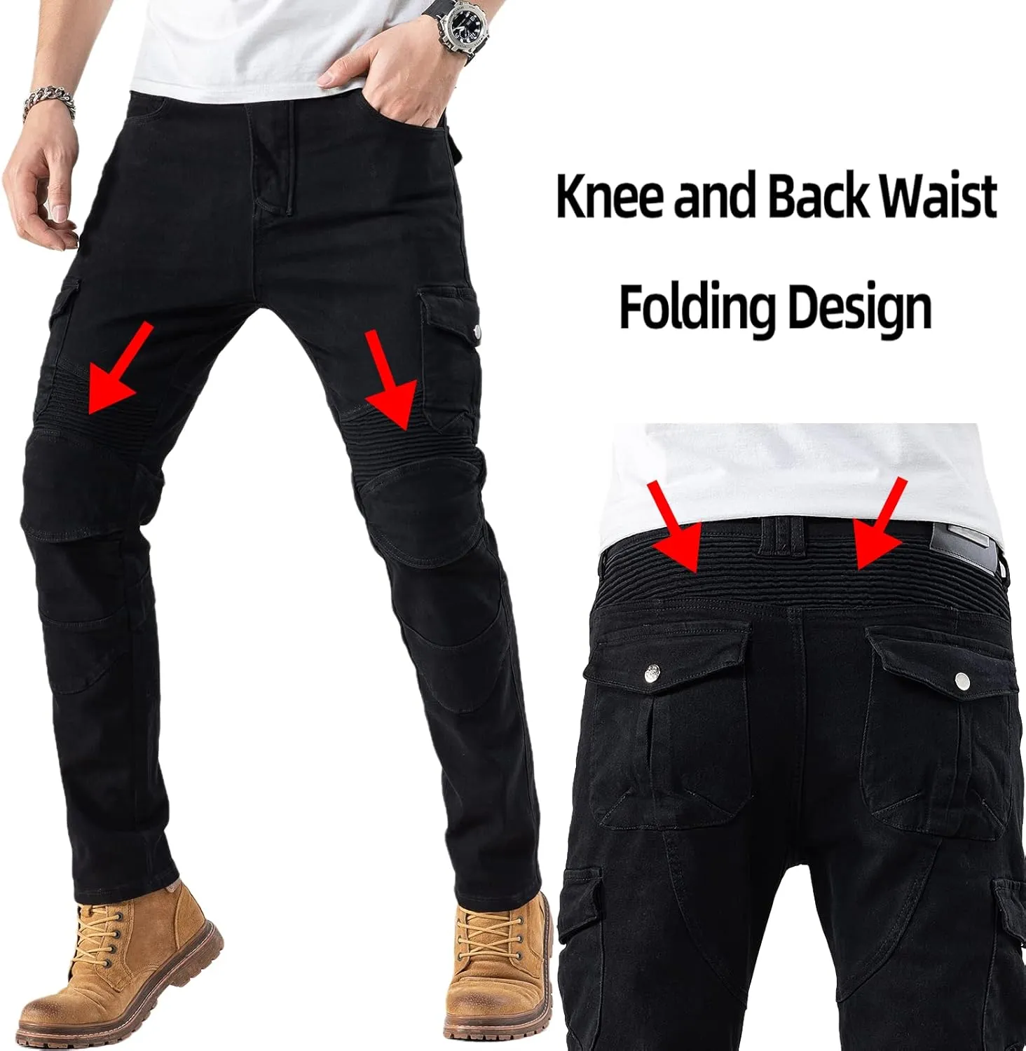 CTBQiTom Motorcycle Pants for Men Motocross Riding Pants Motorbike Riding Denim Jeans Adventure Trousers with CE Armor