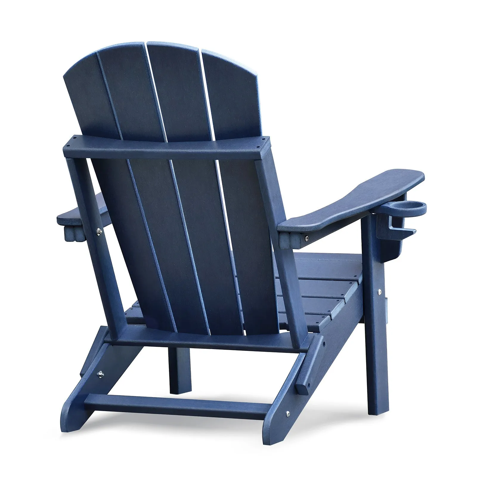 Folding Outdoor Adirondack Chair Set of 2 and Table Set,HDPE All-weather Folding Fire Pit Chair,  Ergonomic Design Patio Lawn Chair for Outside Deck Garden Backyardf Balcony, Navy Blue