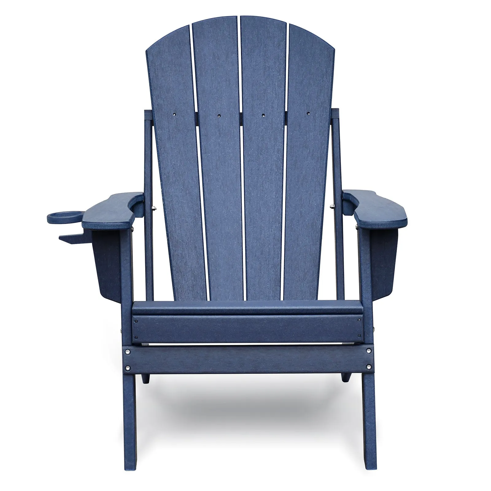 Folding Outdoor Adirondack Chair Set of 2 and Table Set,HDPE All-weather Folding Fire Pit Chair,  Ergonomic Design Patio Lawn Chair for Outside Deck Garden Backyardf Balcony, Navy Blue