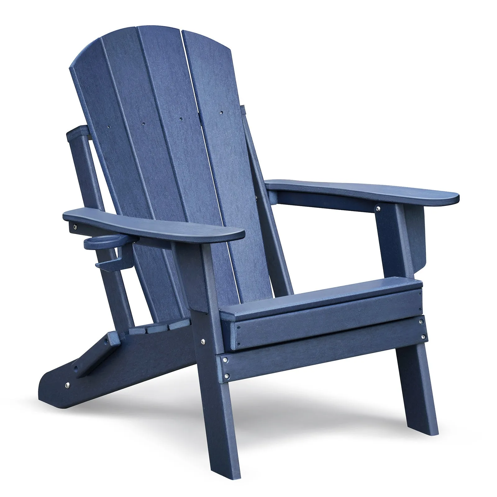 Folding Outdoor Adirondack Chair Set of 2 and Table Set,HDPE All-weather Folding Fire Pit Chair,  Ergonomic Design Patio Lawn Chair for Outside Deck Garden Backyardf Balcony, Navy Blue