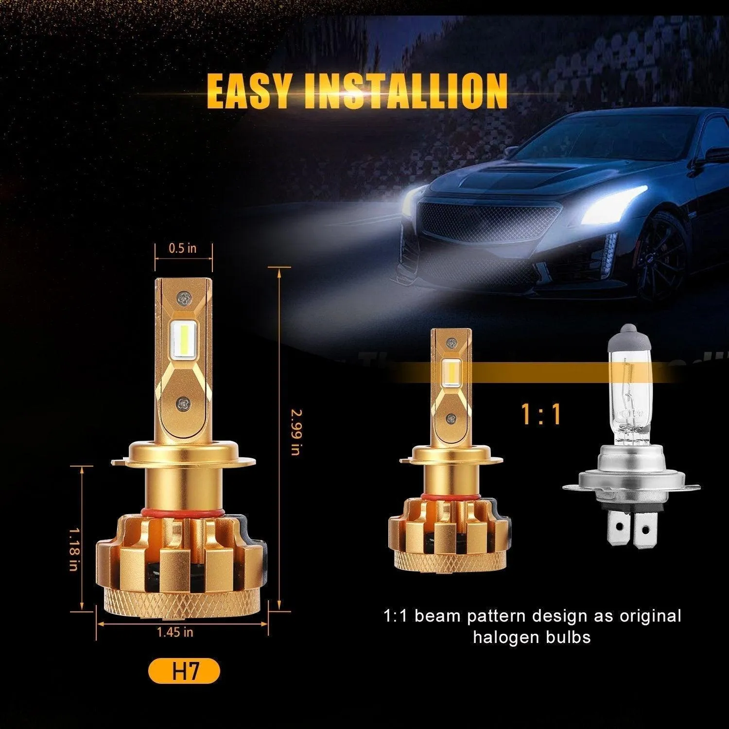 For 2001-2006 Mercedes-Benz S600 with Halogen Headlamps F-16 Plus Series Built-in Canbus LED Light Bulbs High Low Beam Bundle