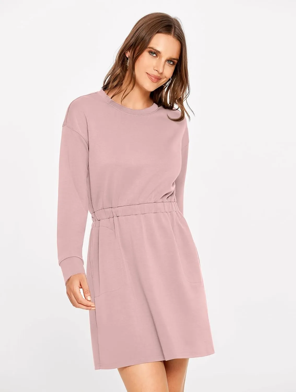 Glamaker Womens 2024 Fall Sweatshirt Dresses Winter Long Sleeve T Shirt Dresses Air Essential Outfit Dress with Pockets