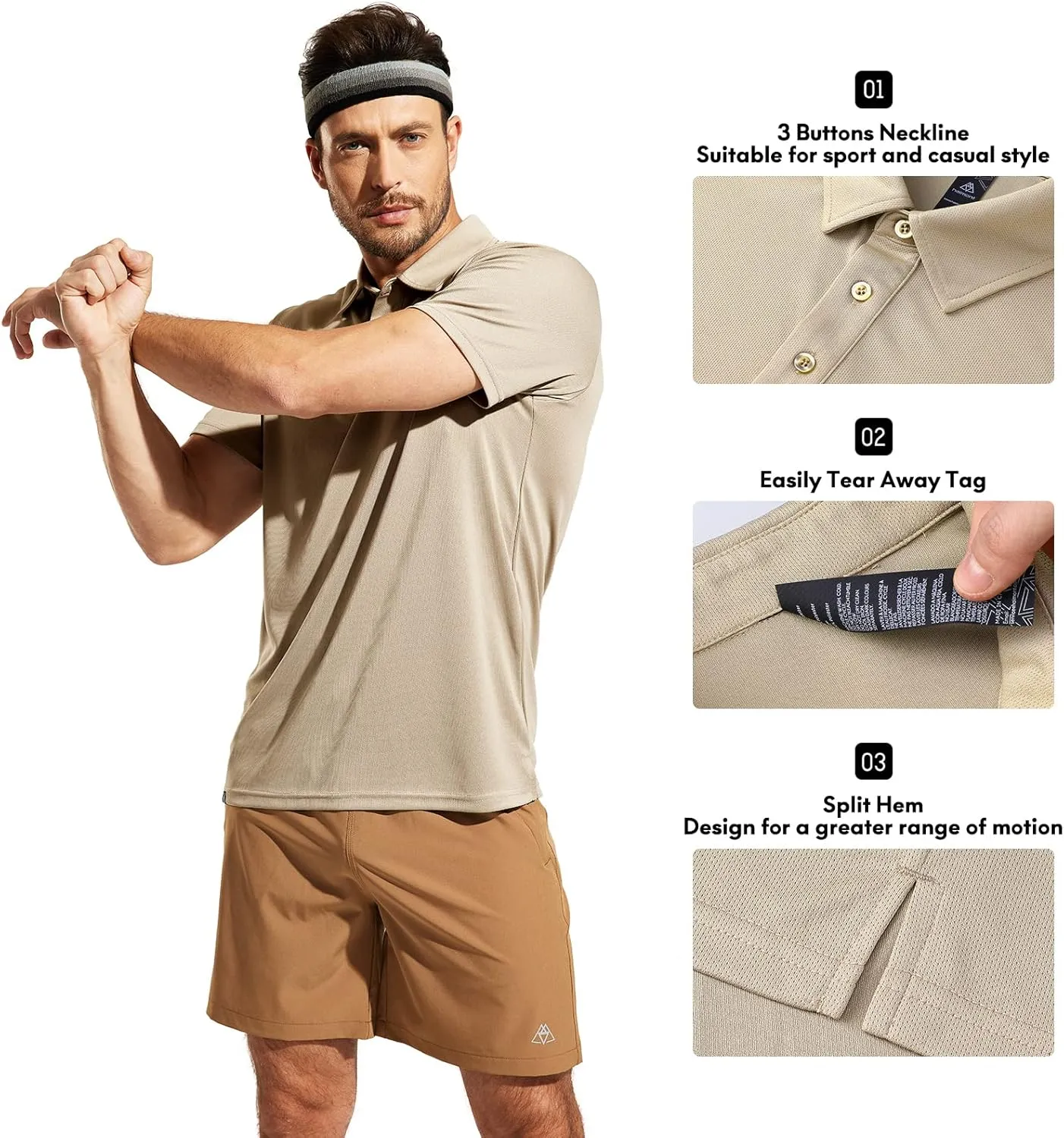 Haimont Polo Shirts for Men-Dry Fit Short Sleeve Collared Golf T-Shirts Business Casual Work Polos, Moisture Wicking