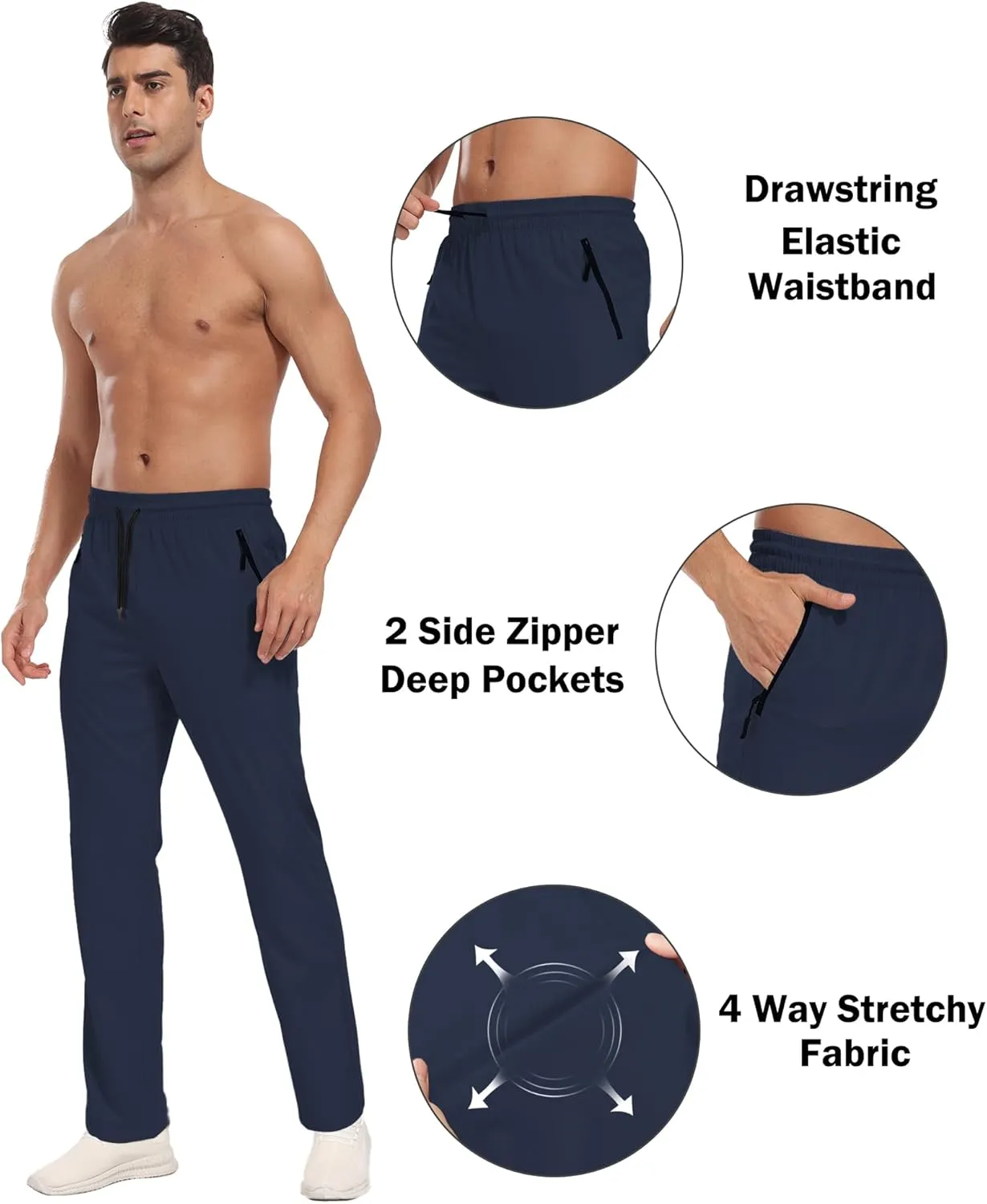Hiking Pants Men Cargo Pants Water Resistant Lightweight Work Casual Pants Joggers with Zipper Pockets Outdoor HH24019M
