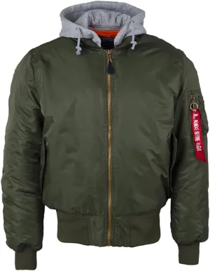 Hooded Men's MA-1 Bomber Flight Jacket Winter Coat