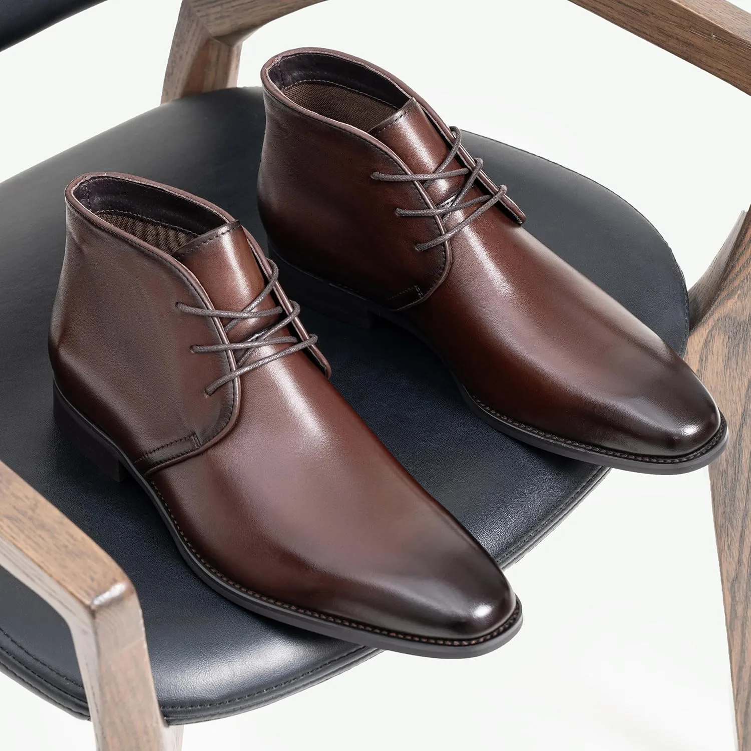 Jousen Leather Boots for Men Dress Classic Mens Boots Polish Retro Ankle Chukka Boots Mens