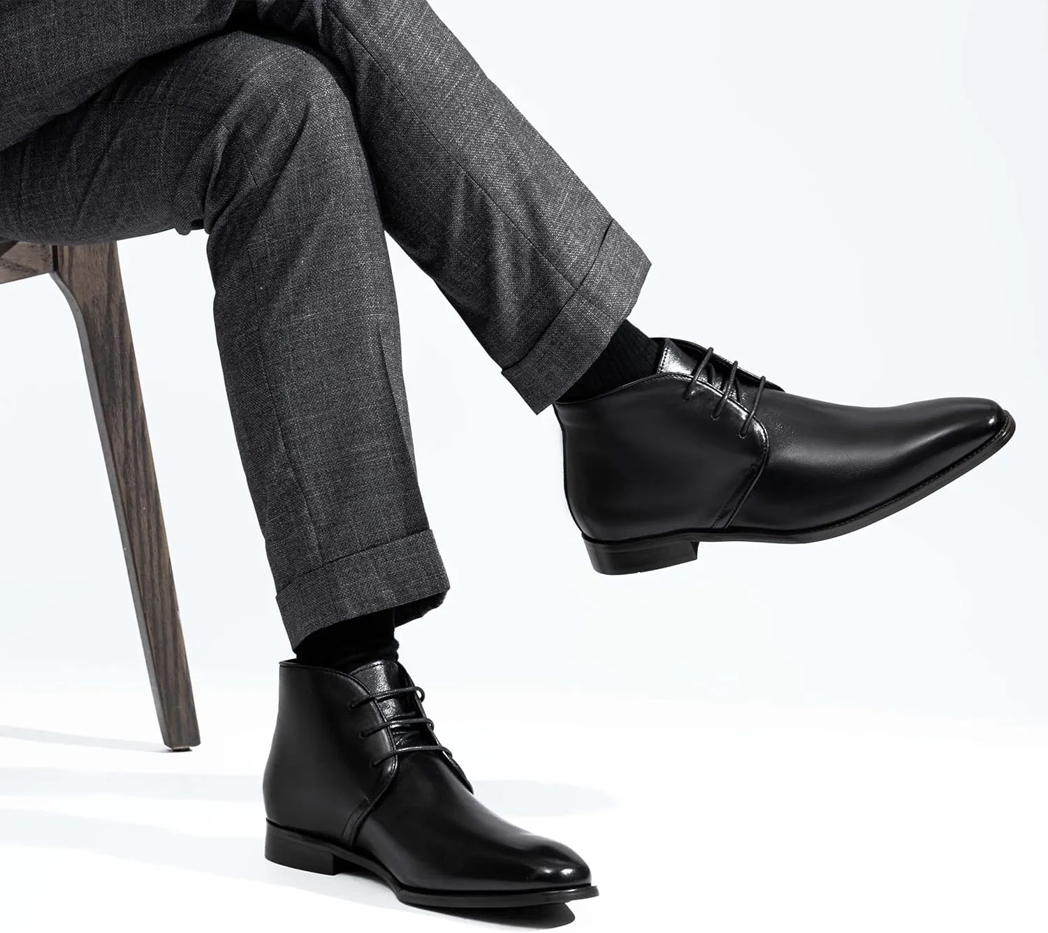 Jousen Leather Boots for Men Dress Classic Mens Boots Polish Retro Ankle Chukka Boots Mens