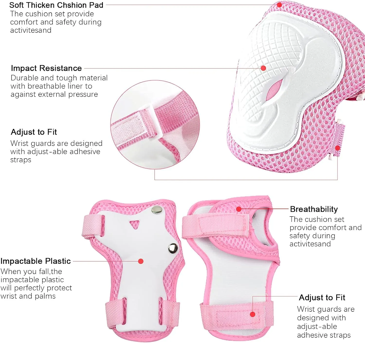 Kids Bike Helmet with Knee Pads Elbow Pads Wrist Guards for Age 3-14  Youth/Teens,Ventilation Multi-Sport Scooter Roller Skate Rollerblading Skateboarding Climbing Cycling