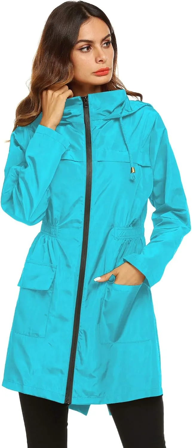 Lomon Women Waterproof Lightweight Rain Jacket Active Outdoor Hooded Raincoat