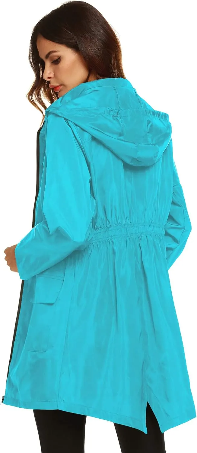 Lomon Women Waterproof Lightweight Rain Jacket Active Outdoor Hooded Raincoat