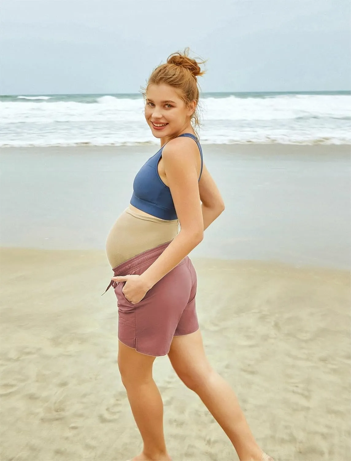 Maacie Maternity Hiking Shorts Quick Dry Waterproof 5" Workout Sports Shorts Outdoor Casual