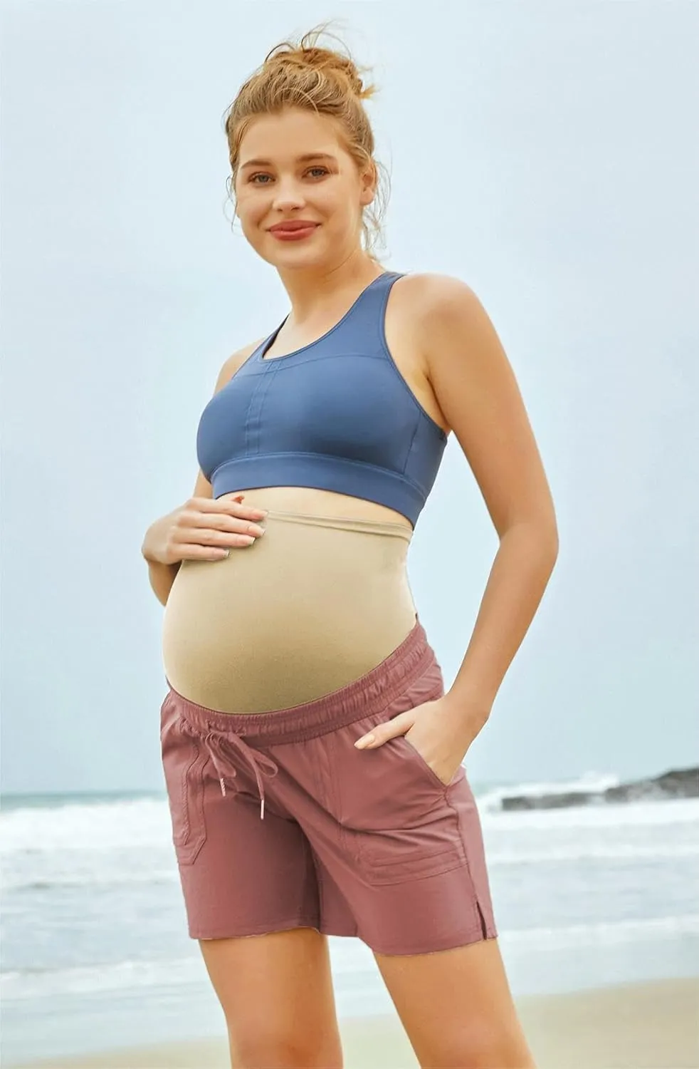 Maacie Maternity Hiking Shorts Quick Dry Waterproof 5" Workout Sports Shorts Outdoor Casual