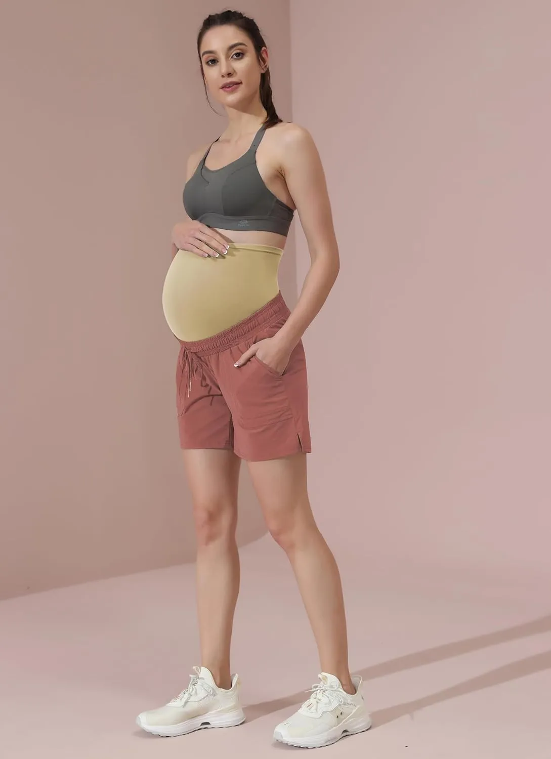 Maacie Maternity Hiking Shorts Quick Dry Waterproof 5" Workout Sports Shorts Outdoor Casual