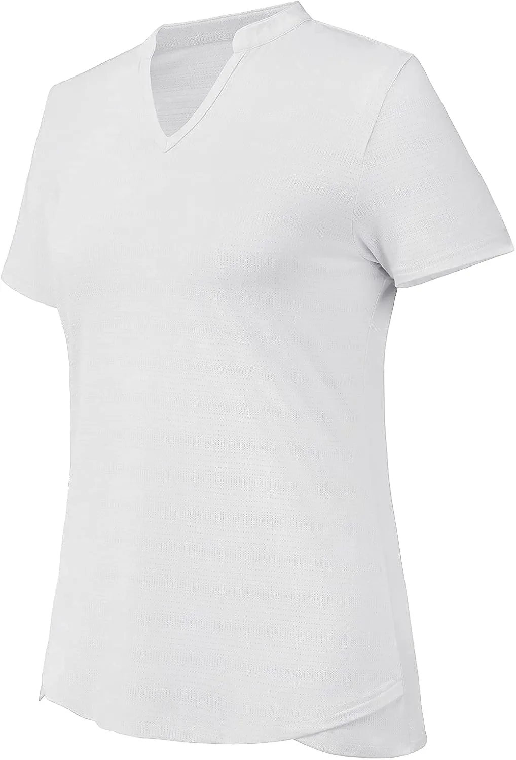MIER Women's Golf Polo Shirts Collarless Short Sleeve Tennis Running T-Shirts V-Neck Cooling Summer Tee