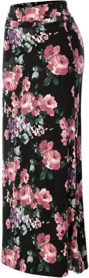 MixMatchy Women's Basic Foldable High Waist Regular and Plus Size Maxi Skirts
