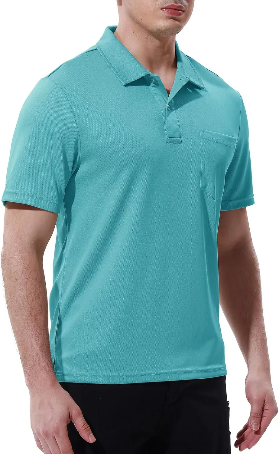 Rdruko Men's Polo Shirts Short Sleeve Quick Dry Outdoor Golf Sports Shirts with Pocket