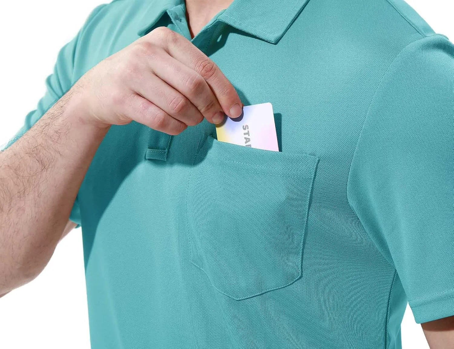 Rdruko Men's Polo Shirts Short Sleeve Quick Dry Outdoor Golf Sports Shirts with Pocket