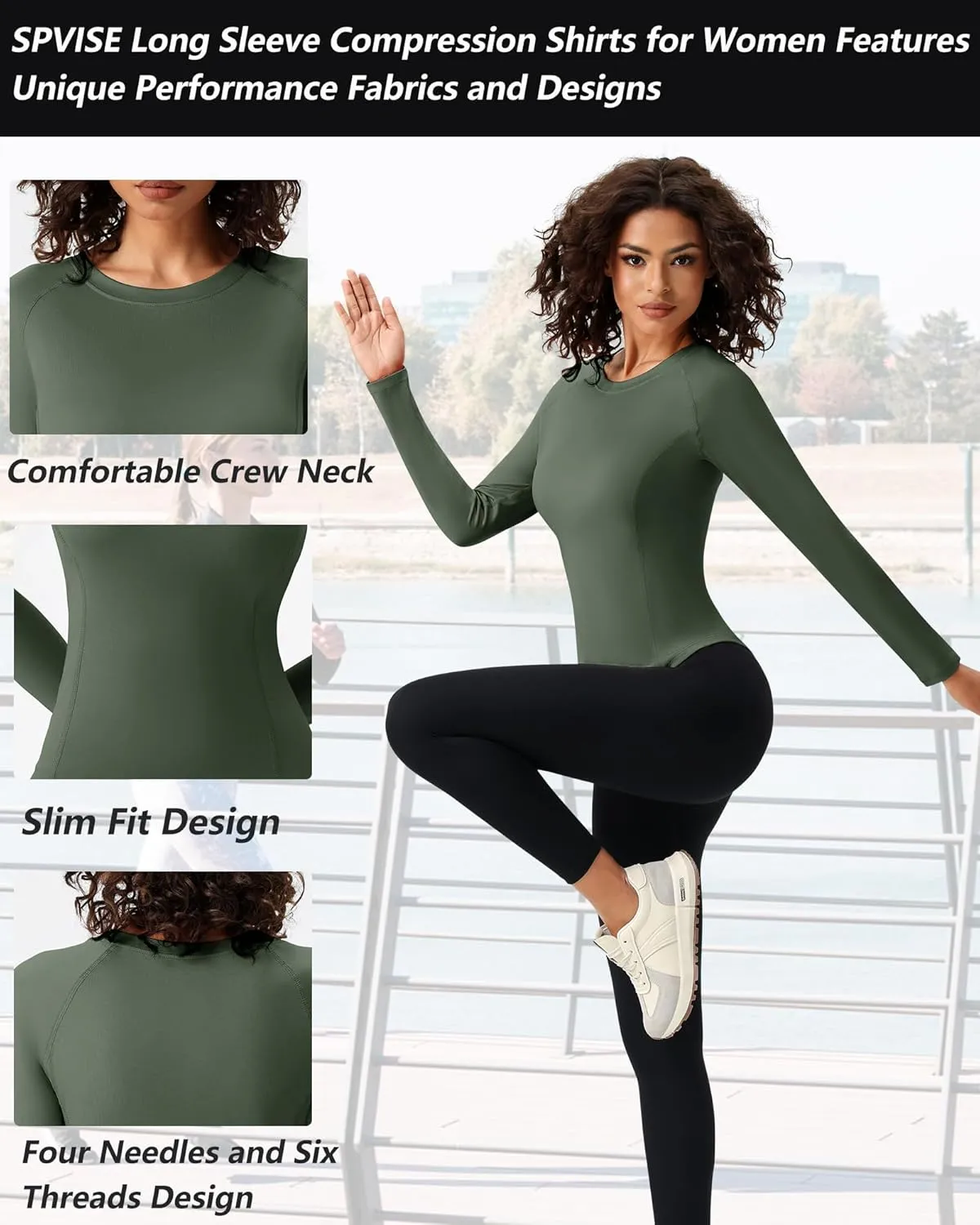 SPVISE Long Sleeve Compression Shirts for Women Workout Tops Cool Dry Breathable Yoga Running Hiking T-Shirt Fitted Basic Top