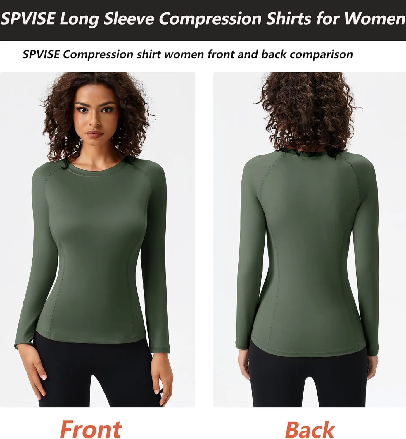 SPVISE Long Sleeve Compression Shirts for Women Workout Tops Cool Dry Breathable Yoga Running Hiking T-Shirt Fitted Basic Top