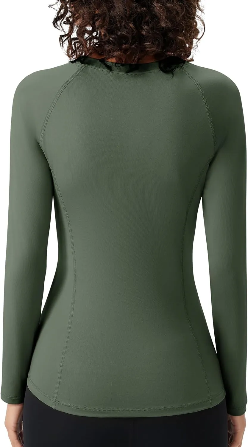 SPVISE Long Sleeve Compression Shirts for Women Workout Tops Cool Dry Breathable Yoga Running Hiking T-Shirt Fitted Basic Top