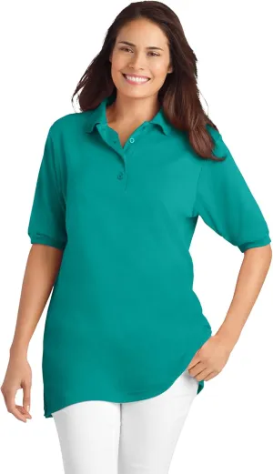 Woman Within Plus Size Elbow-Sleeve Polo Tunic