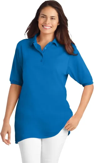 Woman Within Plus Size Elbow-Sleeve Polo Tunic