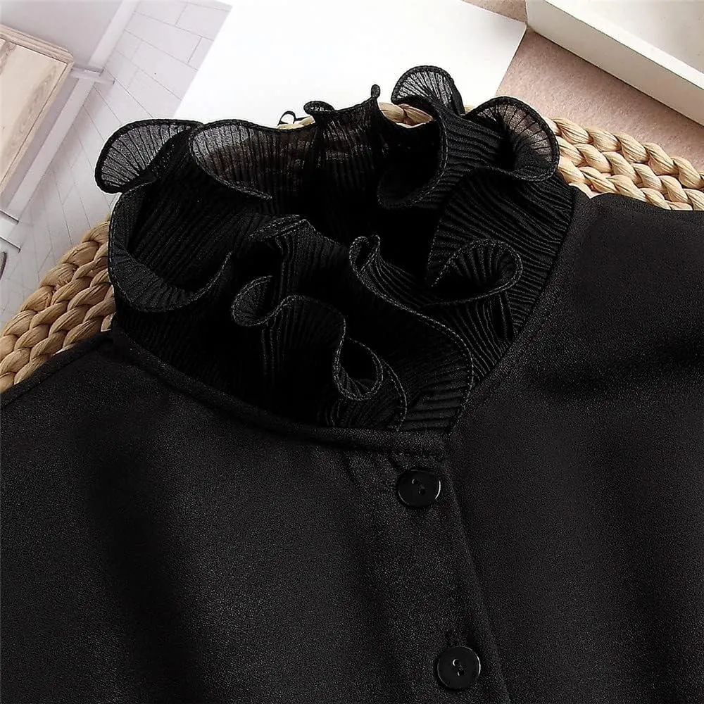 Women's Chiffon Ruffled Fake Collar Pleated Dickey Collar Detachable Collar Wrist Cuff