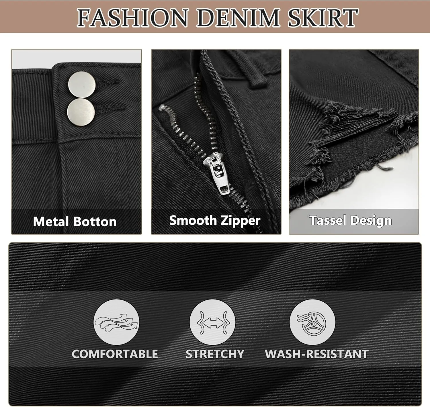 Womens Mini Cargo Denim Skirt Low Waist Jean Skirts Fringed Button Bodycon Y2K Short Skirt with Flap Pockets 2024