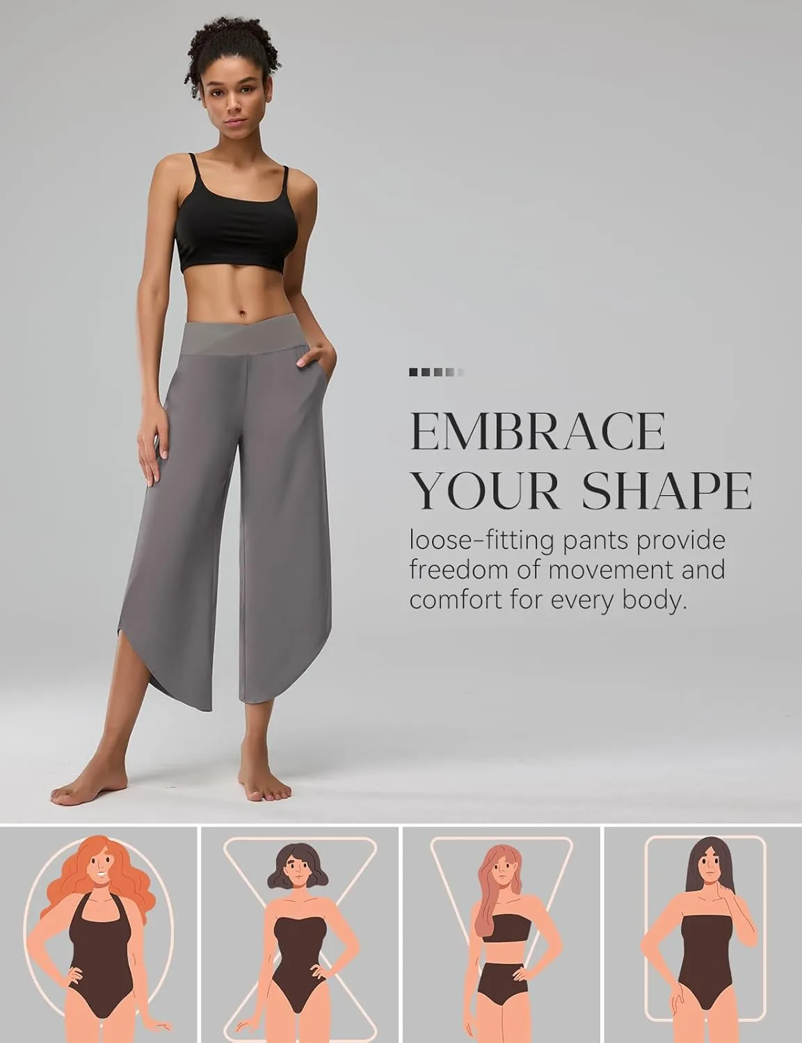 Women's Travel Pants Cross High Waist Wide Leg Lounge Cropped Pants Lightweight Casual Yoga Trousers w Pockets